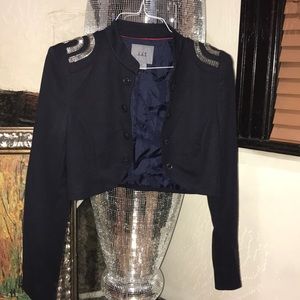 Edgy dark blue crop jacket